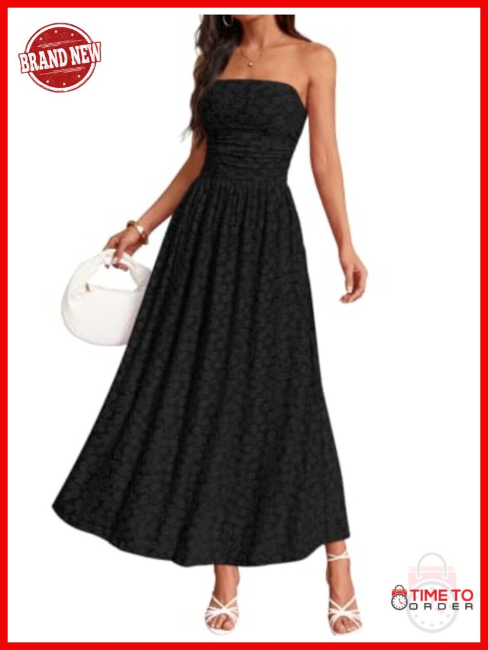 IWD Women's Strapless Maxi Dress Floral Cocktail Wedding Guest Long Dresses